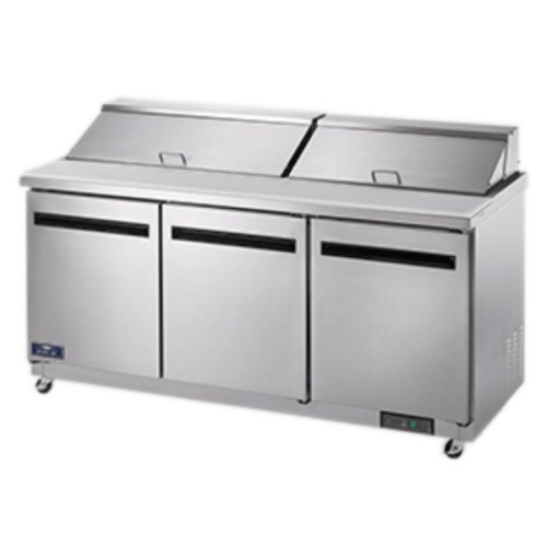 Arctic Air AST72R 72" 3 Door Refrigerated Sandwich Prep Table Arctic Air AST72R 72" 3 Door Refrigerated Sandwich Prep Table