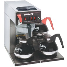 Bunn 12950.0216 CWTF15-3 Automatic 12 Cup Coffee Brewer with 3 Lower Warmers and Stainless Steel Funnel - 120V