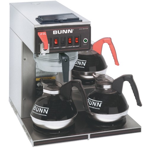 Bunn 12950.0216 CWTF15-3 Automatic 12 Cup Coffee Brewer with 3 Lower Warmers and Stainless Steel Funnel - 120V