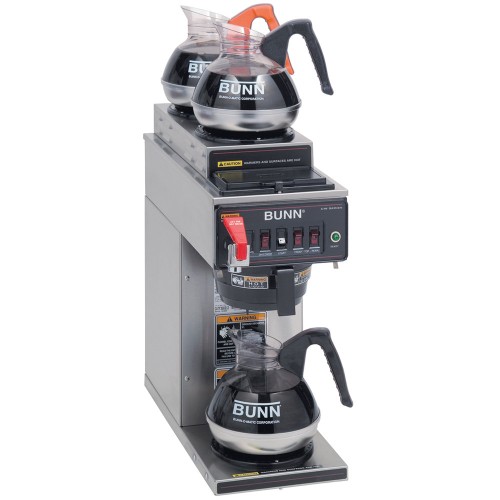 Bunn 12950.0253 CWTF35-3 Automatic 12 Cup Coffee Brewer with 2 Upper Warmers, 1 Lower Warmer, and Plastic Funnel - 120/240V