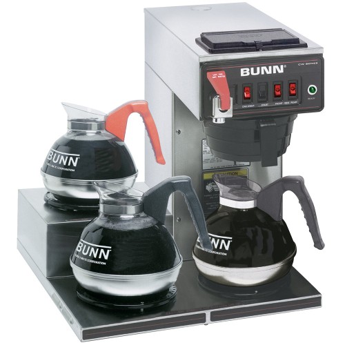 Bunn 12950.0298 CWTF15 Automatic 12 Cup Coffee Brewer with 3 Left Lower Warmers and Black Plastic Funnel - 120V Bunn 12950.0298 CWTF15 Automatic 12 Cup Coffee Brewer with 3 Left Lower Warmers and Black Plastic Funnel - 120V