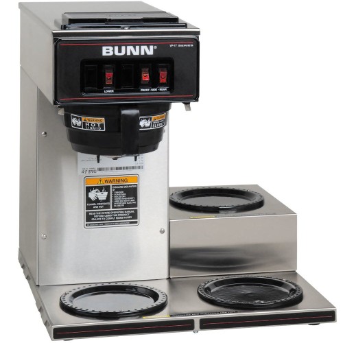 Bunn 13300.0003 VP17-3 Low Profile Pourover Coffee Brewer with 3 Warmers Bunn 13300.0003 VP17-3 Low Profile Pourover Coffee Brewer with 3 Warmers