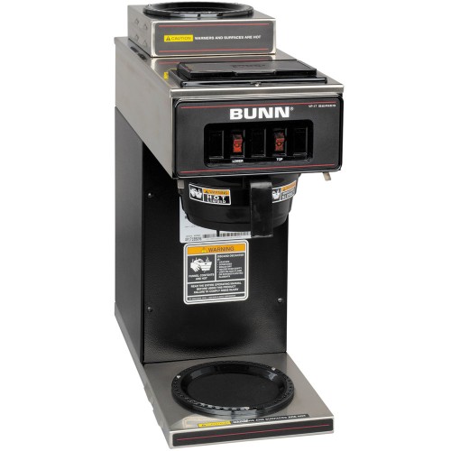 Bunn 13300.0012 VP17-2 Black Low Profile Pourover Coffee Brewer with 2 Warmers