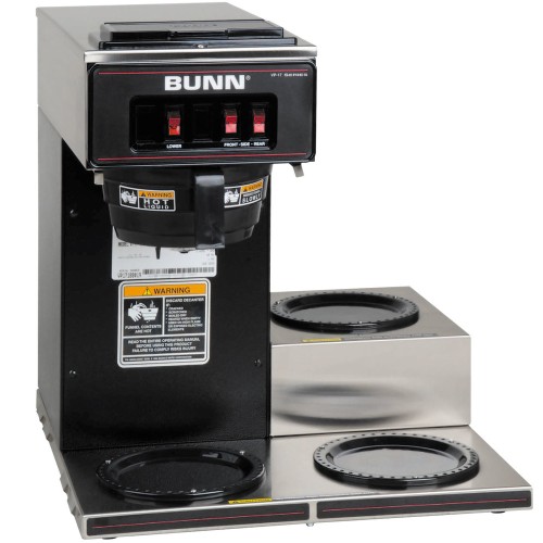 Bunn 13300.0013 VP17-3 Low Profile Pourover Coffee Brewer with 3 Warmers