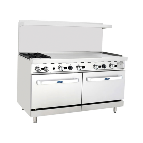 Atosa ATO-24G6B CookRite Gas Range, 60", (6) burners, 24" griddle, (2) 26-1/2" ovens