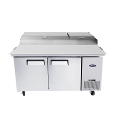 Atosa MPF8202GR Refrigerated Pizza Prep Table, two-section, side-mounted self-contained refrigeration Atosa MPF8202GR Refrigerated Pizza Prep Table, two-section, side-mounted self-contained refrigeration