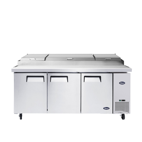 Atosa MPF8203GR Refrigerated Pizza Prep Table, three-section, side-mounted self-contained refrigeration Atosa MPF8203GR Refrigerated Pizza Prep Table, three-section, side-mounted self-contained refrigeration